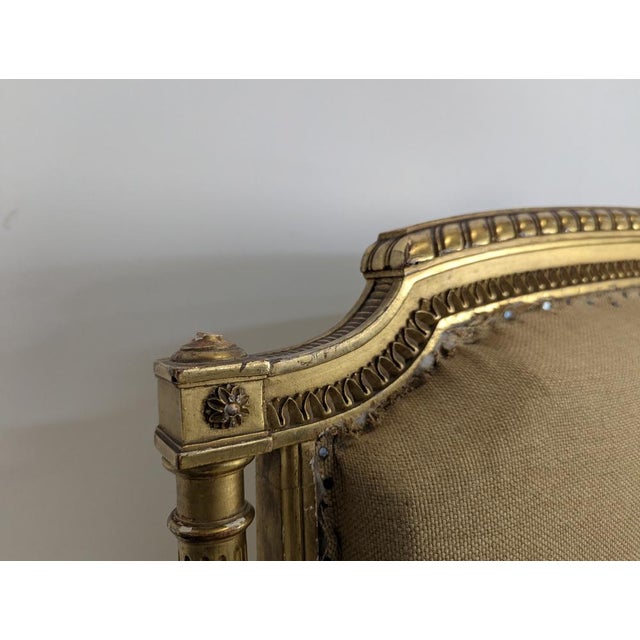 Wood Napoleon III Louis XVI Style Sofa in Gilded Wood For Sale - Image 7 of 12