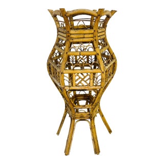 Large Vintage Rattan Plant Stand For Sale