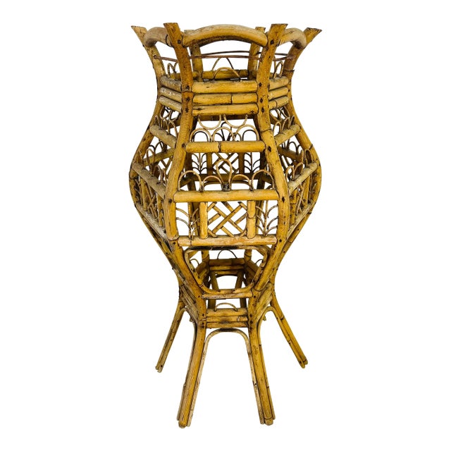 Large Vintage Rattan Plant Stand For Sale