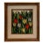 Vintage Framed Tulip Needlepoint Textile Art Scandinavian Modern Solid Wood Frame For Sale