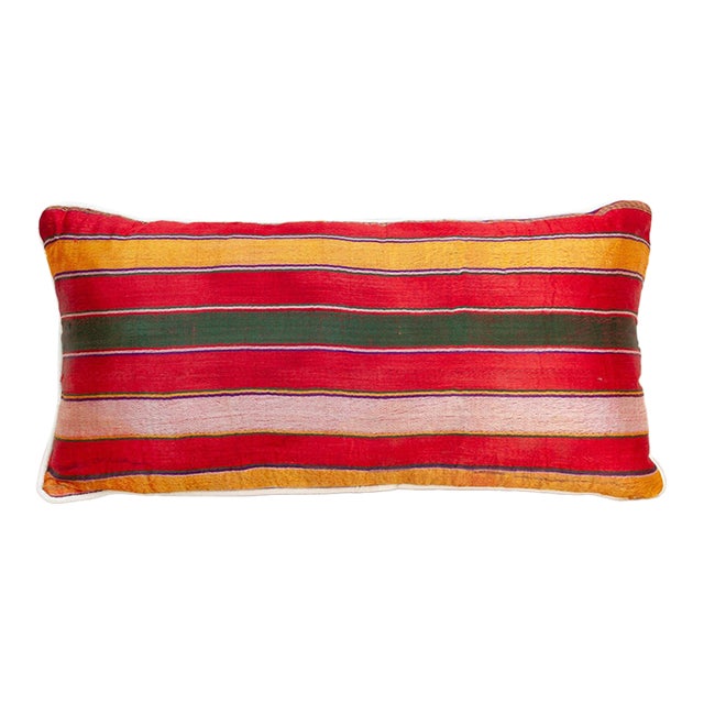 Kora Striped Mashru Lumbar Pillow For Sale