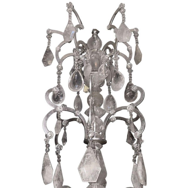 Italian 20th Century Silver Leaf Wrought Iron Chandelier With Rock Crystal For Sale - Image 9 of 9