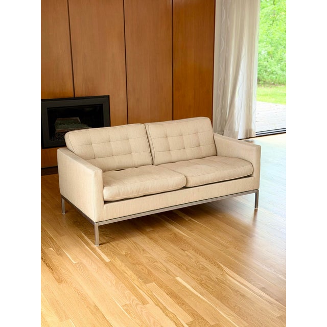 We are very pleased to offer this vintage Florence Knoll Relaxed Two-Seater Sofa for Knoll, circa 1970s–1980s, upholstered...