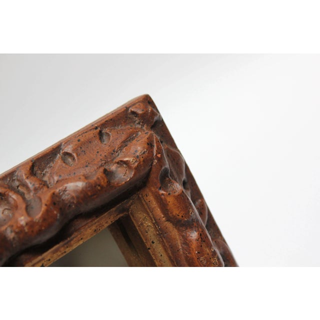 Brown Small Faux-Wood Resin Accent Wall Mirror For Sale - Image 8 of 13