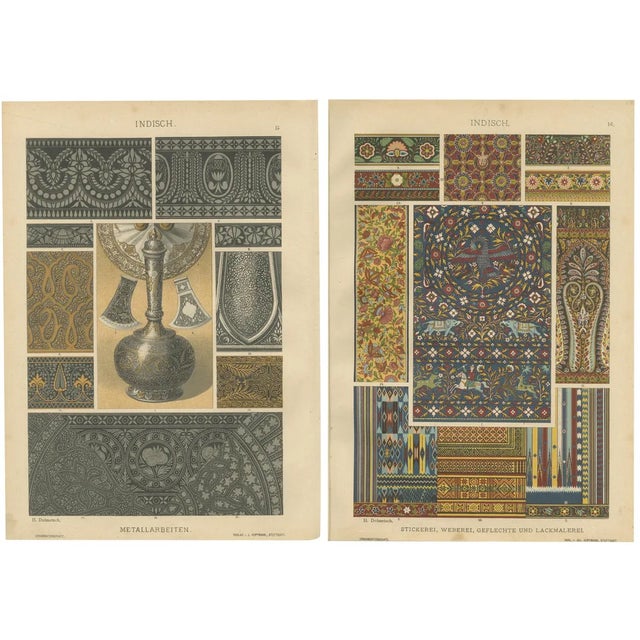 Metalwork and Textile Motifs, 1887, Paper, Set of 2 For Sale
