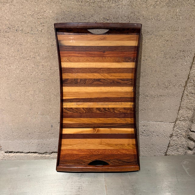 Mid-Century Modern Don Shoemaker Service Tray Tapered Exotic Wood For Sale - Image 11 of 11
