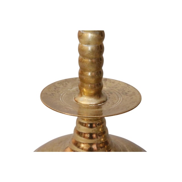 Brass Trumpet Candlestick Holders by Colonial Williamsburg, a Pair For Sale - Image 4 of 5