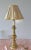 Mid 20th Century Vintage Large Brass Candlestick Lamp With Silk Pleated Shade For Sale - Image 5 of 5