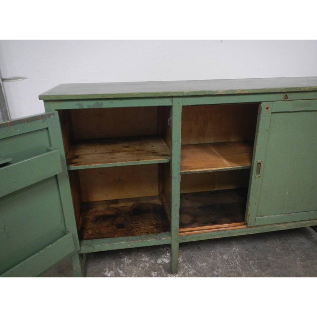 Forest Green Sideboard with Sliding Doors, 1960s For Sale - Image 8 of 13