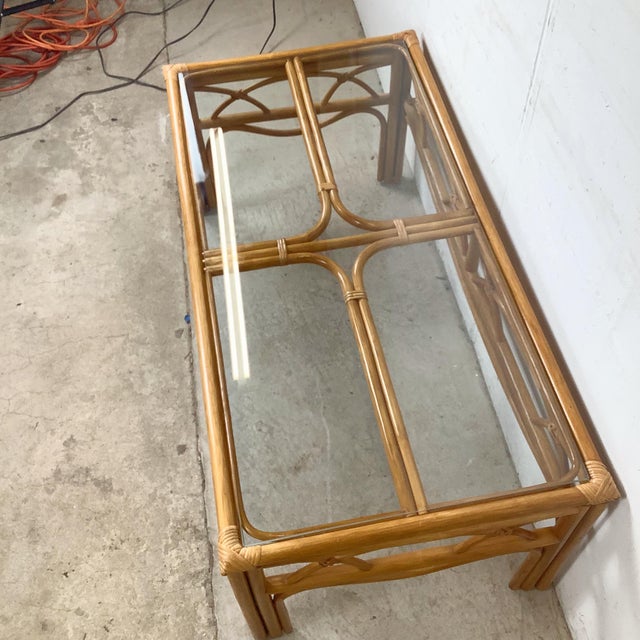 Vintage Rattan Coffee Table — Bamboo Arch Apron For Sale - Image 4 of 18