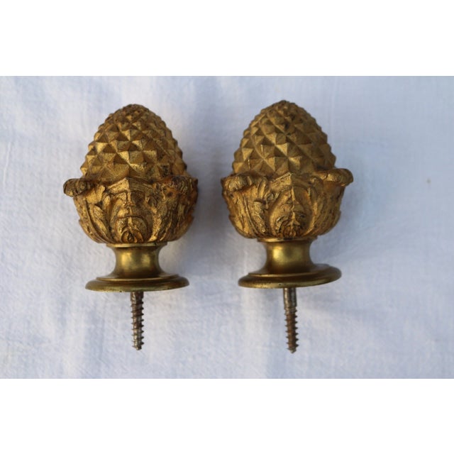 French Style Antique Gilded Bronze Finial for Staircase, Curtain Rod, Bed a Pair For Sale - Image 4 of 10
