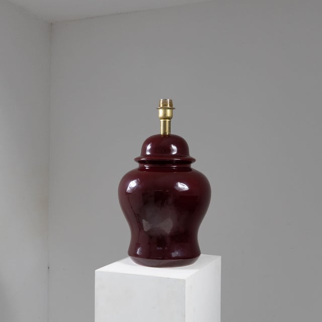 Red Table Lamp by Tommaso Barbi, 1970s, in Flawless conditions. Designed 1970 to 1979 This piece has an attribution mark,...