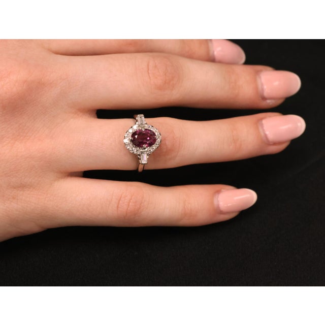 Late 20th Century 1.98ct Gia Thai Untreated - No Heat Ruby & 0.49ct Diamond Platinum Ring Size 7 For Sale - Image 10 of 18