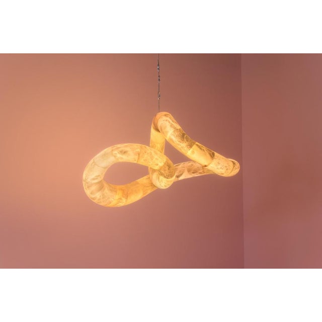 Aqua fossil light v ceiling lamp in alabaster by amarist studio one of a kind dimensions: d 45 x w 130 x h 75 cm....
