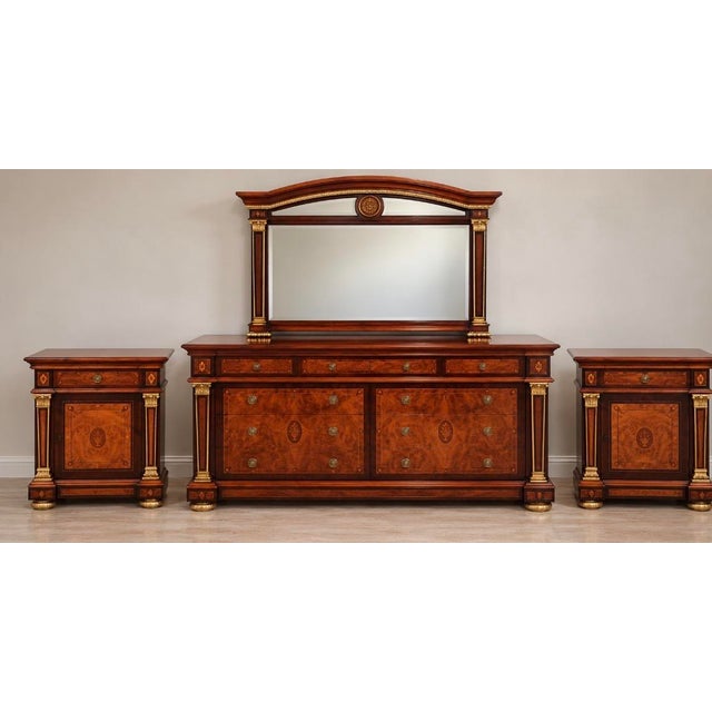 Authentic Marzorati Impero Italian Bedroom Furniture – Dresser, Mirror & 2 Nightstands For Sale - Image 18 of 18