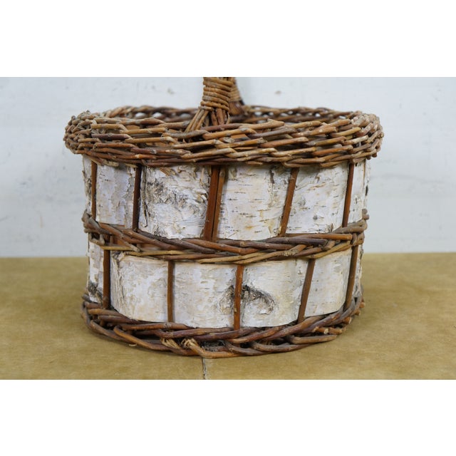 Vintage Woven Bark Country Farmhouse Harvest Gathering Basket 18" For Sale - Image 9 of 11