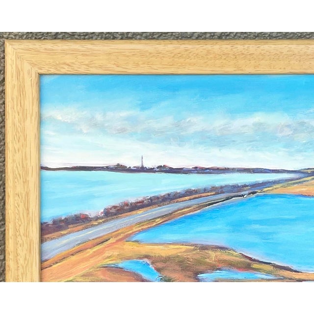 This is a wonderful oil on canvas tranquil impressionistic seascape of low-tide framed in an Italian made light colored...
