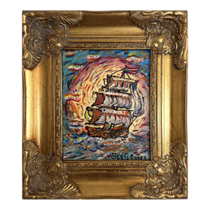 Serg Graff "Aurora" Original Acrylic Painting Nautical Ship Seascape Art, Coa