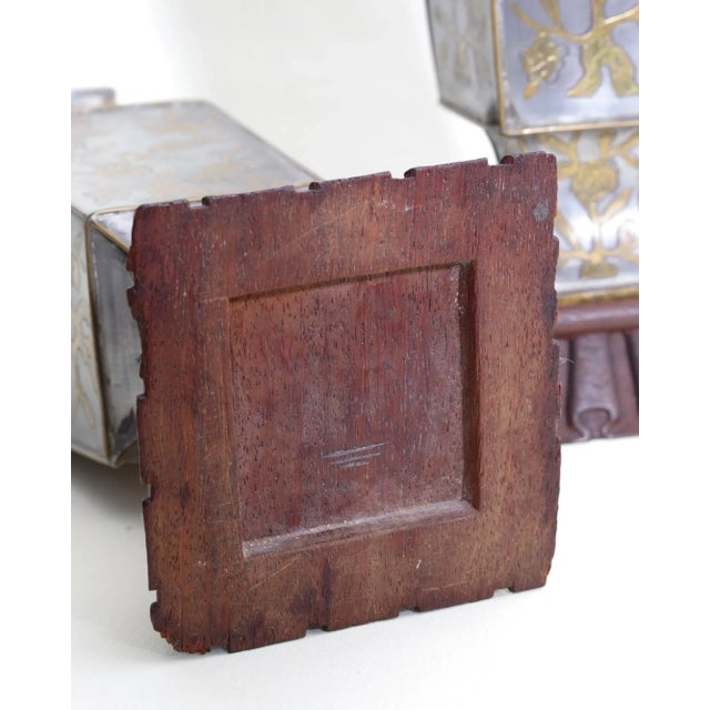 Wood Mid 20th Century Chinese Pewter & Brass Vases - a Pair For Sale - Image 7 of 8