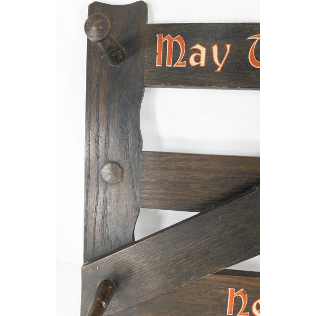 Early 20th Century Arts and Crafts Coat or Hat Rack Gate Form Sign For Sale - Image 5 of 13