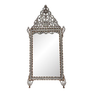Syrian Mother of Pearl Inlay Leaning Mirror, Vintage For Sale