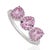 Contemporary Carat&Her Lotus Three Stone Pink Sapphire Halo Ring in Sterling Silver - Birthday Gift, Size 7 For Sale - Image 3 of 13
