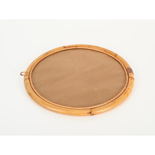French Riviera Round Mirror in Curved Bamboo and Wicker, Italy, 1970s For Sale - Image 12 of 13