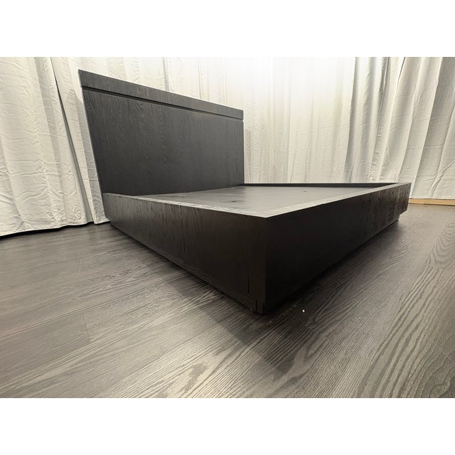 Rh Bezier Panel Bed — King Black Oak | Bronze Accents | 56" Headboard For Sale - Image 18 of 18