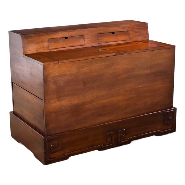 Vintage MCM Art Deco Style Entry Desk or Dry Bar Mahogany by Ima s.a. Bogota, Colombia For Sale