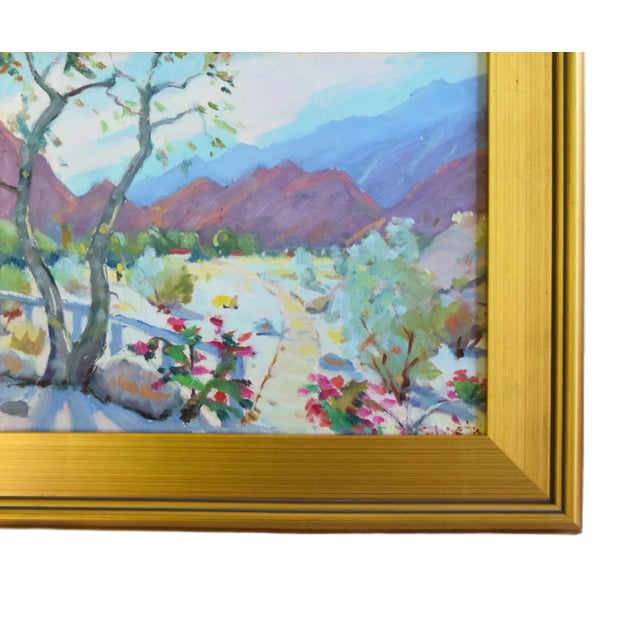 Mountain floral landscape painting on artist panel by listed artist Silvio Silvestri (1948-2018.) Silvestri was a plein-...