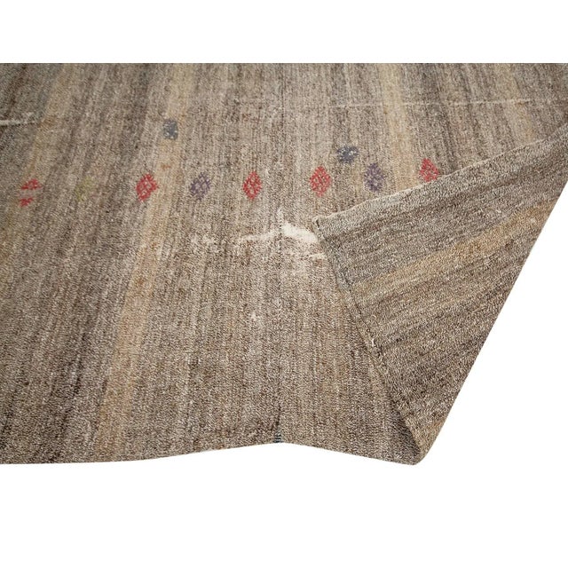 Mid 20th Century Brown & Gray Vintage Modern Kilim For Sale - Image 5 of 7