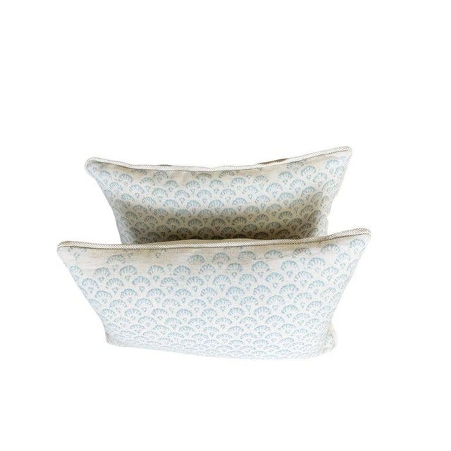 Modern Pair of Custom Printed Linen Pillows With Down Inserts For Sale - Image 3 of 4