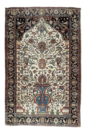 Antique Persian Ferahan Sarouk Blooming Tree of Life Rug, 4.1 x 6.4