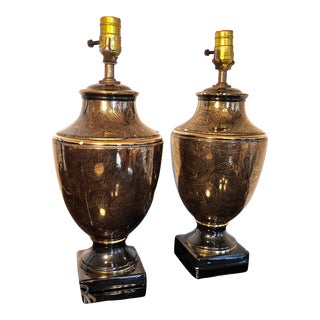 70s Maison Lancel Attributed Urn Shaped Lamps - a Pair For Sale