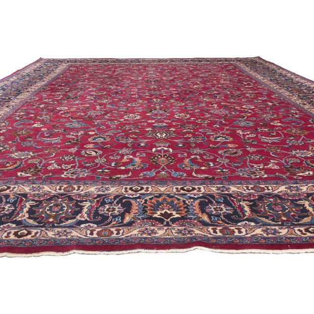 Victorian Early 20th Century Antique Persian Mashhad Rug, 11'03 X 16'08 For Sale - Image 3 of 10