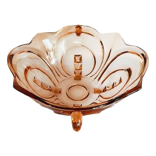Vintage Glass Fruit Bowl in Pink Glass from August Walther & Sons, 1930s For Sale