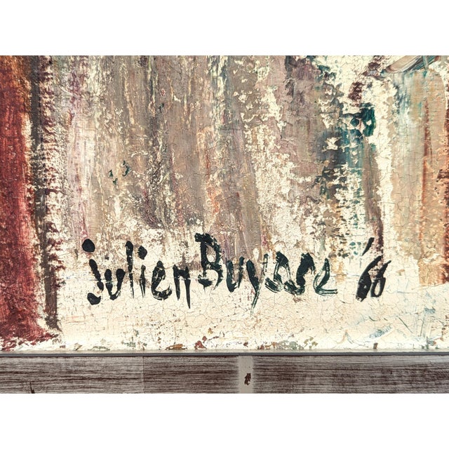 Julien Buysse "Portrait of the Artist" Early Realistic Neutral Toned Figurative Painting, 1966 For Sale - Image 10 of 11