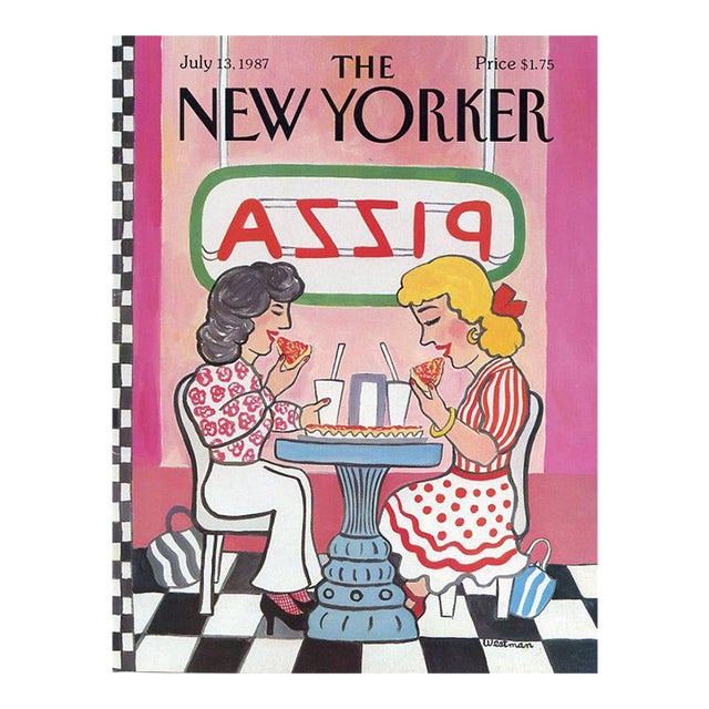 1987 Vintage New Yorker Magazine Cover, July 13, Barbara Westman Cover Art, Pizza For Sale