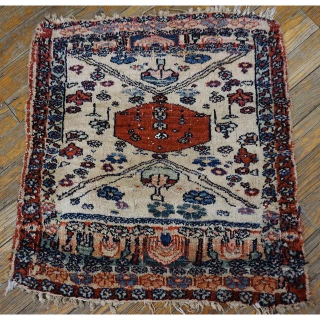 Antique N.W. Persian , Size: 1'8" x 1'10" Antique N.W. Persian Small Scatter Size Wool Ivory Beige Cream White Rug,...