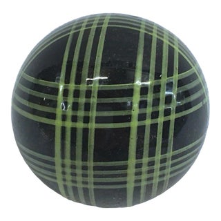 Ceramic Black W/Green Stripes Bocci Ball For Sale