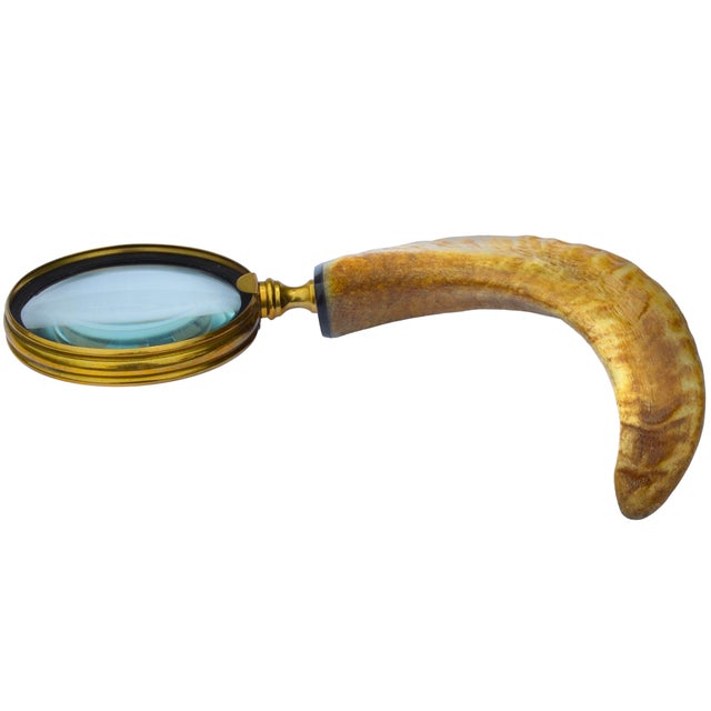 Mid 20th Century Handcrafted Americana Horn & Brass Magnifying Glass For Sale In New York - Image 6 of 7