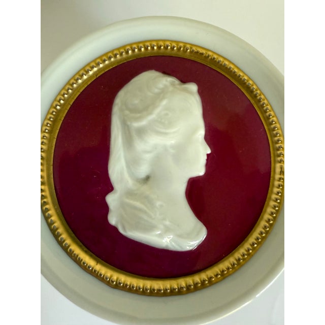 Hollywood Regency Vintage Fürstenberg Porcelain Lidded Cameo Jar Made in Germany For Sale - Image 3 of 9