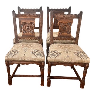 1930s Feudal Oak Chairs by Jamestown Lounge Company - Set of 4 For Sale