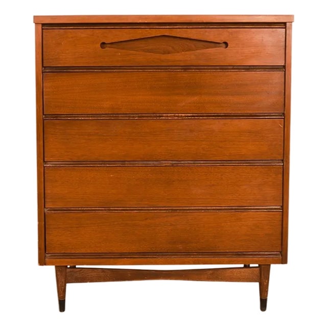 1960s Mid Century Modern Highboy Dresser Bassett For Sale