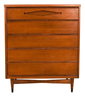 1960s Mid Century Modern Highboy Dresser Bassett