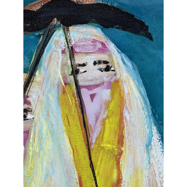 1970s Mohamed Hamri Moroccan Modernist Painting, Five Veiled Women, Signed For Sale - Image 14 of 18