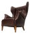 Danish Modern Leather Wingback Lounge Chair, Denmark, Circa 1940s For Sale