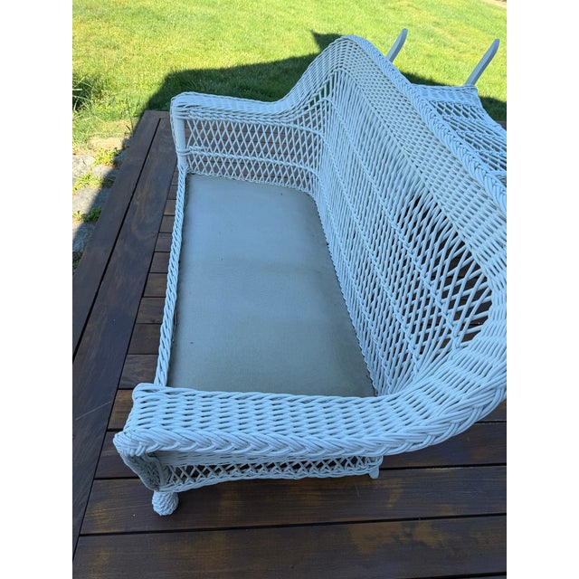 Antique American Wicker Patio Suite — Bar Harbor Style | 6 Pieces | Custom Cushions | Ex. The Wicker Shop, Old Saybrook For Sale - Image 9 of 14