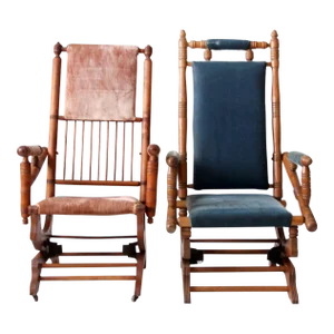 Antique Eastlake Style Platform Rocking Chairs Pair