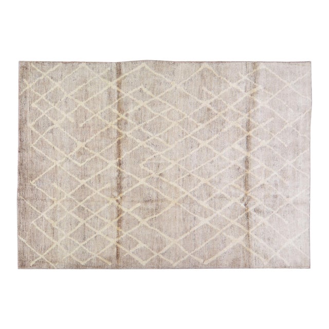 Moroccan Hand Knotted Rug With Soft Texture,5'8"x9' For Sale
